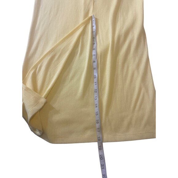 Anthropologie XL Yellow Ribbed Knit Maxi Dress Adjustable Straps & Back Slit - Picture 11 of 13